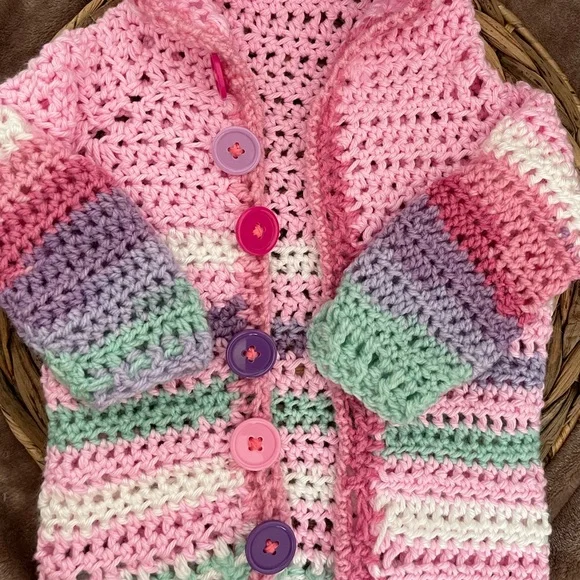 Handmade Crochet Baby Girl Sweater - Picture 9 of 12